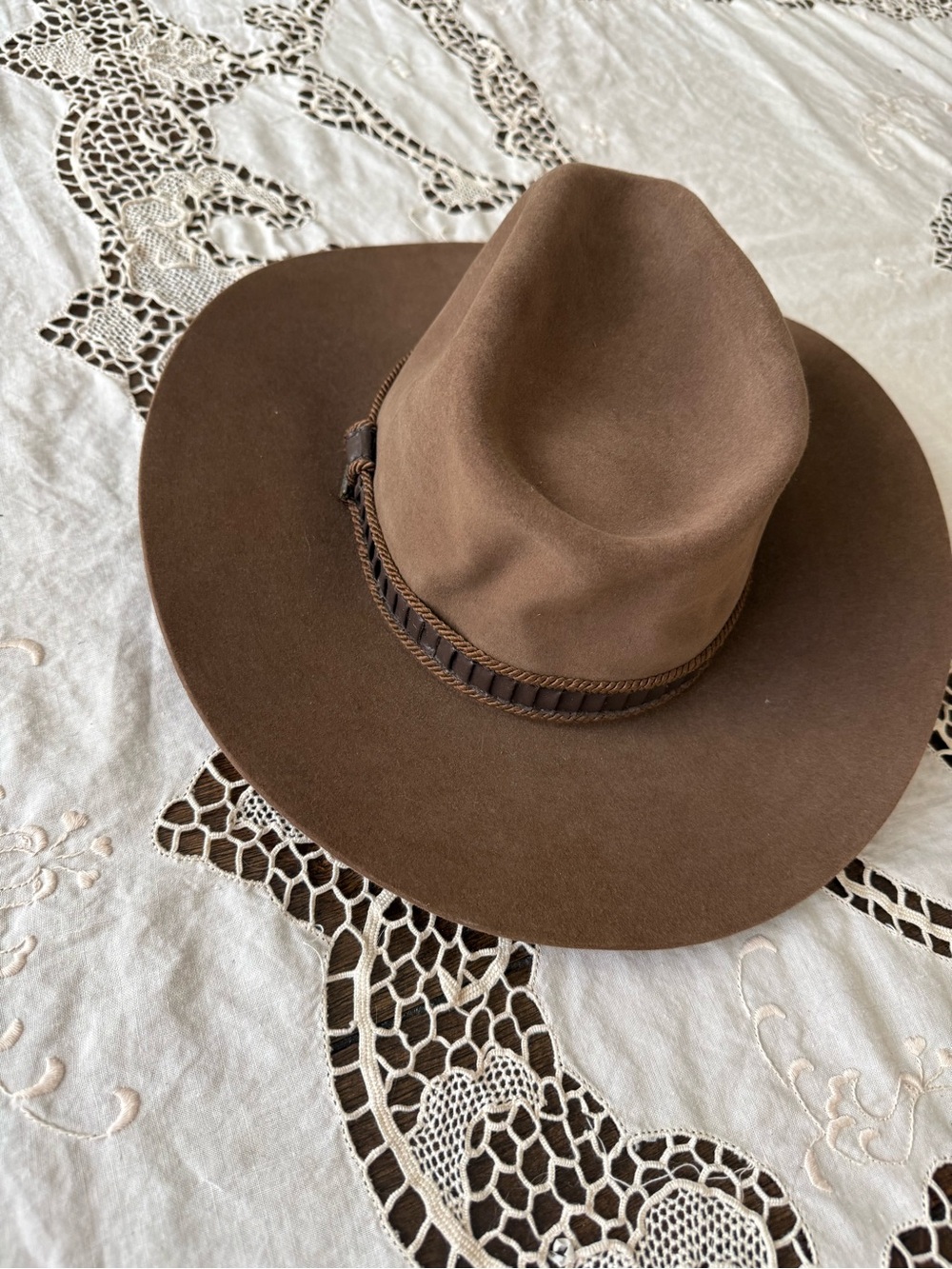 Stetson Brown Wool Felt Ranch Hat with Braided Leather Band